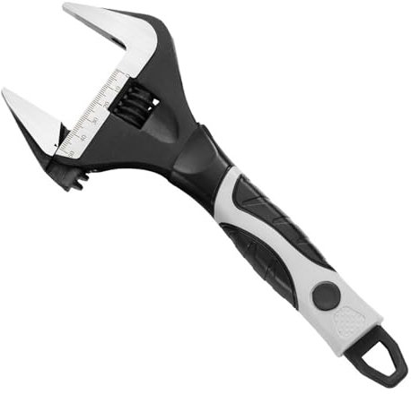 Naseom 8 Zoll Verstellbarer Schraubenschlüssel 60mm Große Öffnung, Rollgabelschlüssel mit Schwarz-Oxid-Finish, CR-V Stahl Metrisch Ergonomischer Griff inkl