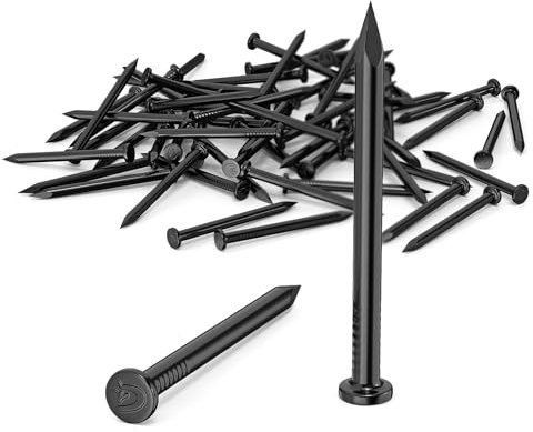 60 Chiodi da 50MM di Acciaio, Chiodi in Acciaio per uso su Cemento, Mattoni, Intonaco e Legno, Chiodi Zincati, per Lavori in Legno, Mattoni, uso Universale per Interni ed Esterni(Nero)