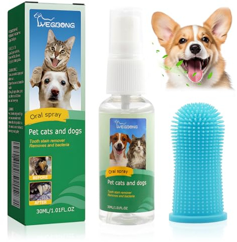 Spray dental para perros y gatos, cepillo de dientes y juego de cuidado dental