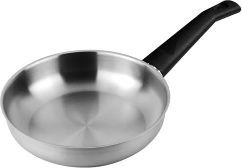 MAGEFESA Essencial Inox - Sarten Plateada 18 cm de Acero Inoxidable, Sin Recubrimiento ni Antiadherente, Ecológica, Todo Tipo de Cocinas, Inducción