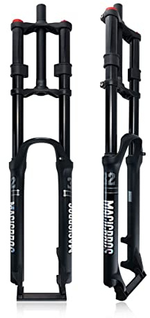 LXJBBD MTB Bike Suspension Fork Double Shoulder 160mm Travel, 1-1/8 Inch, Downhill Disc Brake, Compatible with 26/27.5/29 Inch Wheels