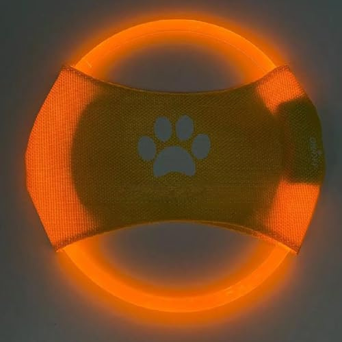 FYDTOP 2 frisbee luminoso per addestramento del cane, in TPU non tossico, in gomma morbida, resistente al digrignamento e ai morsi, ricaricabile, luminoso, giocattolo da lancio all'aperto, adatto a