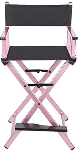 Bärbar regissörstol i aluminium för makeupartister, vikbar och lätt, perfekt för när du är på språng, bekväm hopfällbar regissörsstol (färg: )