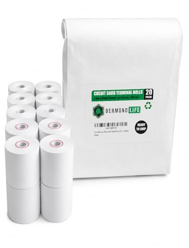 Bermond Life 57x40mm Thermal Till Rolls 20 Pack Coreless BPA Free PDQ