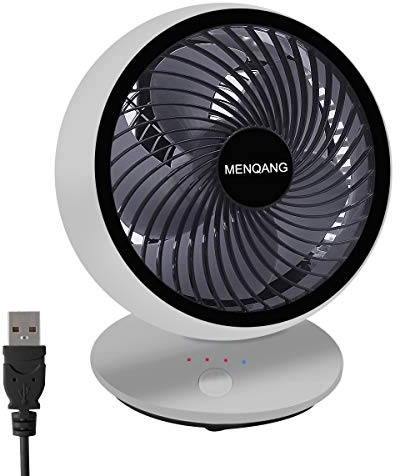 MENQANG Ventilatore da Tavolo Silenziosi USB Portatile 3 velocità Ventilatore da Scrivania Ventola Oscillante per Casa, Ufficio, Viaggi (bianca)