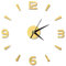 Tyenaza Wanduhr Aufkleber, 3D Wanduhr Moderne Stumm DIY Rahmenlose Große Wanduhr für Wohnzimmer Home Office Room Decor(Gold)
