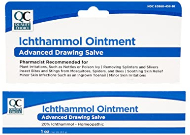 Quality Choice Ichthammol Ointment 20%, Advanced Drawing Salve, Soothing Skin Relief for Plant Irritations, Splinter, Slivers, Acne, Boils, Ingrown Hairs & Nails,Bug Bites & Stings, 1oz Tube