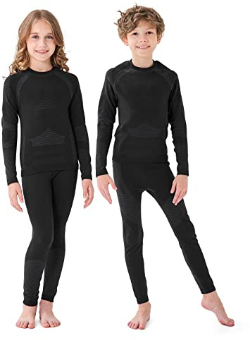 Homord sous Vêtements Thermique Enfant Sport Respirants Thermiques Ensemble porosité pour Ski et Football pour Garçon et Fille Séche Rapide Enfants sous-vêtements Thermique Set