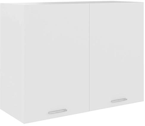 Norheim Meuble Haut de Cuisine, Armoire Suspendue, Placard de Rangement Mural, Casiers de Cuisine, Blanc 80x31x60 cm