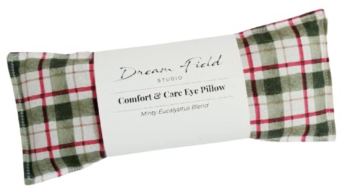 Dream Field Studio Mint Eye Pillow, Flaxseed Fill, Eucalyptus Peppermint Blend, Aromatherapy Eye Mask, Evergreen Plaid