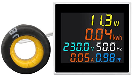 Hsthe Sea 6 in 1 Digital Voltmeter Ammeter AC50-300V 100A Electric Energy Monitor Watt kWh Meter Power Factor Meter Current Voltage Amperage Tester HD LCD Display with CT