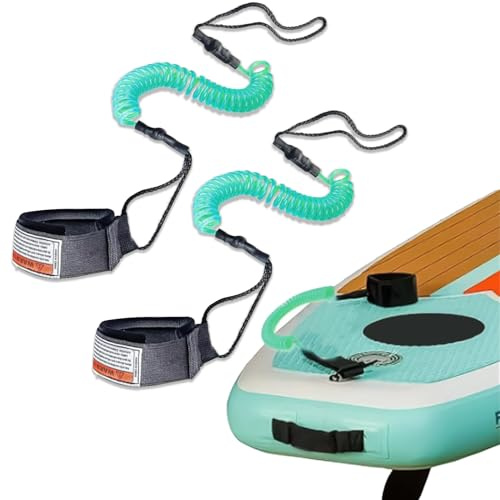 ZALHIN 2 Pcs Leash de Surf, Surfant Leash, Leash de Planche de Surf, Stand Up Paddle Corde, Accessoires De Planche De Surf, Stand up Paddling Borad, Kayak