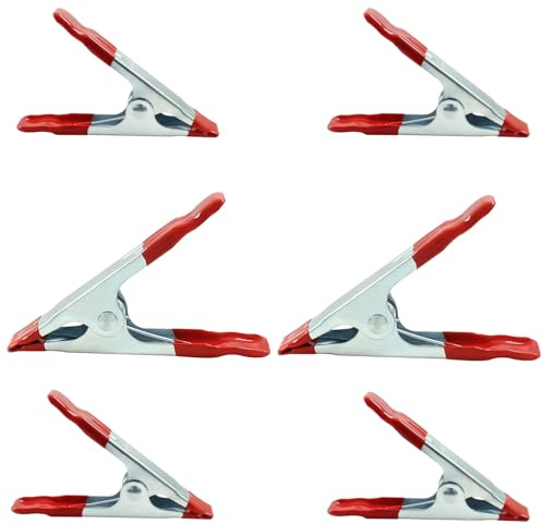 LifCratms 6 Pcs Metal Spring Clamps 4 inch, Heavy Duty Spring Metal Clips Clamps, Tent Clips with Rubber Tips for Woodworking Camping Photography Projects Home Improvement