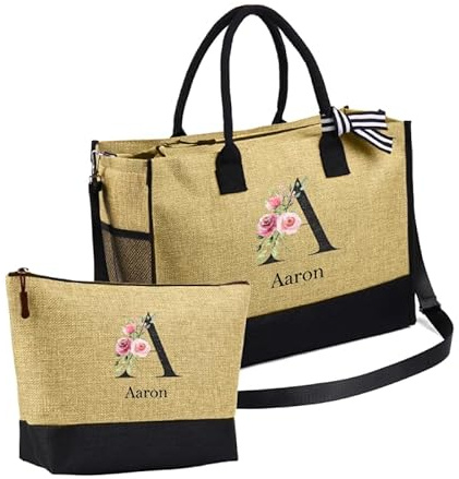 Grovjewfit Personnalisé Sac à Main Sac Fourre Tout Grand Sac à Provisions Nom Naissance Fleurs Sac à Bandoulière Avec Fermeture éclair Cadeaux Pour Mère Noël Anniversaire Fête Des Mères (style 8)