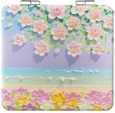 UYRVAPE Espejo Plegable Compacto Mini Espejo cosmético con Aumento portátil Redondo Espejo Maquillaje Viaje para Bolso Doble Cara Lindo Flor Espejo cosmético con Purpurina Bolso(Estilo 3)