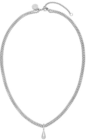 Purelei® Droplet-kedja – dubbel kedja med droppformat hänge – justerbar 40–45 cm – 18K guldpläterad, rostfritt stål – elegant lagerlook – avtagbart hänge, Länge: 40-45 cm, Rostfritt stål, Abalone