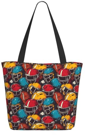 Sac de voyage pour femme - Léger - Coloré - Imprimé casque de football américain - Sac à main d'infirmière - Sac de plage pour femme - Grand sac à main avec fermeture éclair