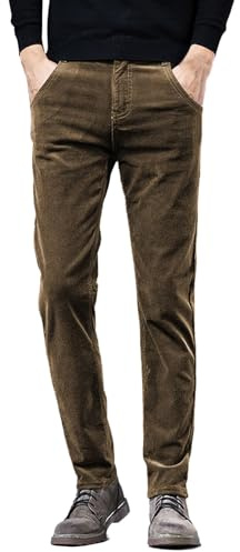 tacniseyw Pantalones de vestir formales para hombre, cintura media, cómodos, versátiles, de pana, ajuste regular, elásticos, casuales, con hebilla de cinturón y abertura, pantalones cálidos con