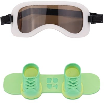 Lyreh 2pcs Outfit Accessories for Doll, 1 Ski Goggles 1 Skateboard Shoes Cute Costumes Accessories for 17cm Doll Plush Toy