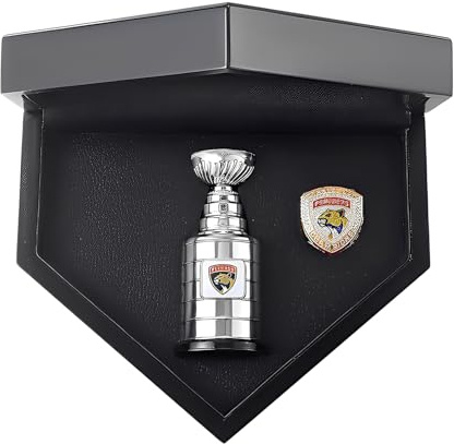 2024 Stanley Cup Mästarring & Pokalset – Tung NHL Replikaring med Mini Cup Pokal – Hockeysouvenir Samlarpresent för Män, Pappor & Ishockeyfans,9#