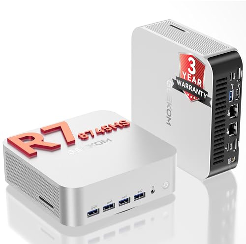 GEEKOM A8 Max Mini PC (Windows 11 Pro),with AMD Ryzen 7 8745HS (Beat 7840hs,255),16GB DDR5 RAM(Up to 128GB) & 1TB PCIe SSD,4K@120Hz Quad Display/USB4 (40Gbps) /8×USB/Dual HDMI for Gaming/Video Editing