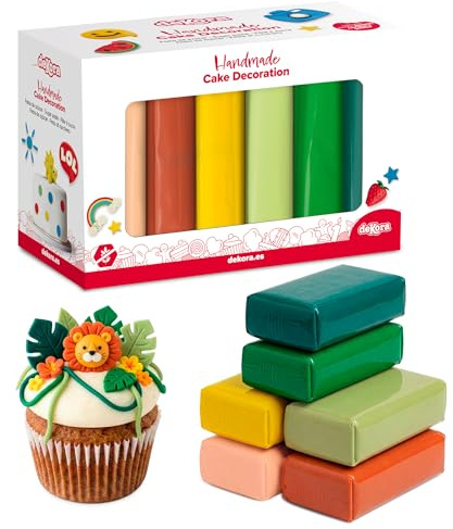 dekora – Pasta di zucchero colorata 6 colori, Fondant per torta, cupcake e biscotti, Elastica e facile da lavorare, senza glutine, halal e kosher 600 g