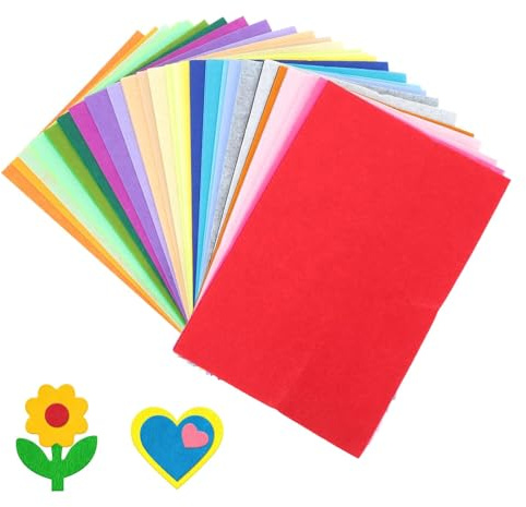 20 unidades de fieltro para manualidades, tela de fieltro, 2 mm, fieltro para manualidades, 2 mm, multicolor, rectangular, se puede cortar a medida, 30 cm x 20 cm