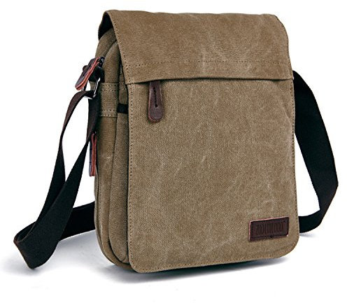 Outreo Herren Umhängetasche, Retro, Umhängetasche, Vintage, Aktentasche, aus Segeltuch, Einkaufstasche, für Schule, Laptop, Freizeit, Börse, Handtasche, beige, L, Retro, Vintage