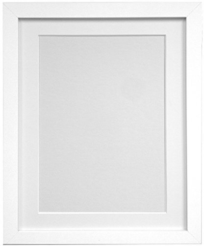 FRAMES BY POST 25mm White Picture Photo Frame with White Mount 50 x 40cm For Pic Size 40 x 30cm with Plastic Glass - Solid Wood Frames with Acrylic Glass for Pictures - With Wall Hanging Hooks