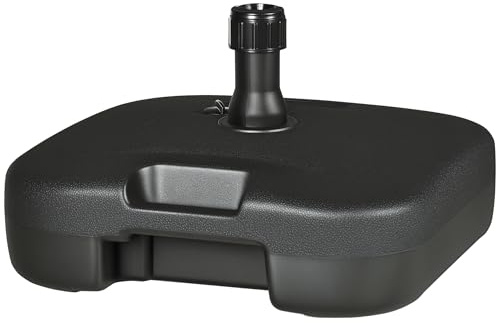 Outsunny Base de Sombrilla Parasol de Playa Pies Soporte de Sombrilla Patio Jardín Lleno de Agua de 20 kg y Arena de 30 kg 46x45x26cm HDPE Negro