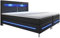 Juskys Boxspringbett Norfolk 140x200 cm - LED Beleuchtung, Bonell Matratze & Topper - 66 cm Komforthöhe - schwarz - Bett Doppelbett Polsterbett
