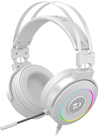 Redragon Lamia 2 H320W RGB Cascos Gaming Blancos - Auriculares con Microfono - Incluye Soporte - Cascos Potentes - USB - 7.1 Virtual - Headset para Juegos - PC Compatible