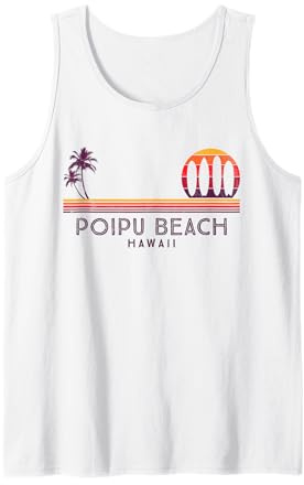 Vintage Hawaii Poipu Playa Palmeras Tropical - Surf Camiseta sin Mangas