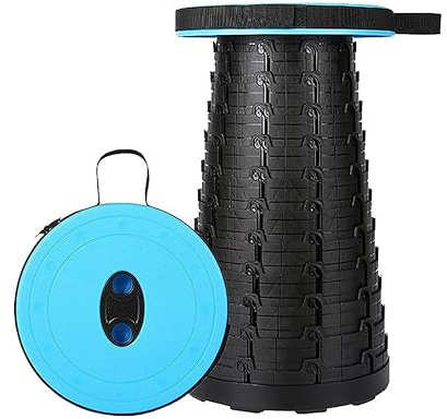 Taburete Telescópico Portátil -Taburete Plegable de Viaje, Taburete de Camping, Silla Plegable Ligera, Utilizadopara Acampar Pesca Barbacoa Senderismo al Aire Libre Viajar Jardinería Interior (Azul)