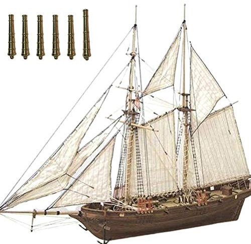 MSLing Modèles de bateaux en bois, kit de bateau en bois, modèles de bateau en bois, modèle classique à l'échelle, pour 6 cannons bronze