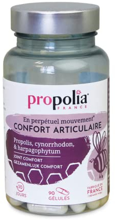 PROPOLIA - Confort articulaire - Articulations - Mobilité - Cartilages & Os - Propolis, Cynorrhodon & Harpagophytum - Complément alimentaire- Fabriqué en France - 90 gélules - 1 mois