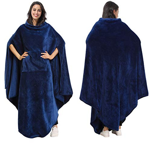 Catalonia Classy Poncho de manta portátil para adultos, mujer, hombre, abrigo de viaje con bolsa | cálido, suave, acogedor, acogedor, sin mangas, toda la temporada