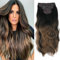 Cybelleza Clip in Extensions Kunsthaar Gewellt 4PCS 55cm 180g Haarverlängerung Clips Haarverdichtung Synthetik Dicke Haarextension Wellig Lang Clip in Haarteil für Frauen, Braun ombre karamellblond
