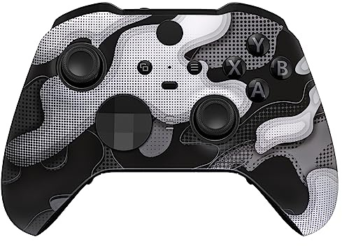 eXtremeRate Front Case für Xbox Elite Series 2 Controller, DIY-Ersatz Gehäuse &Thumbstick Accent Ring Shell Hülle Zubehör für Xbox Elite Series 2-Core Controller Model 1797-Schwarz Weiß Camouflage
