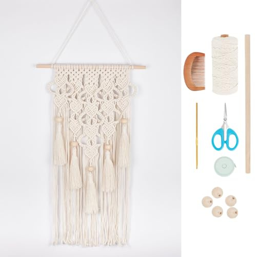 FREEBLOSS Macrame Wall Hanging Art kit Beginner Macrame Kit Wall Hanging Tapestry Kit Large Macrame Wall Hanging Cotton Woven Tapestry Kit for Adults Decoration