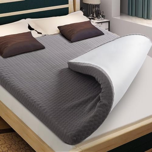DUANDUAN Topper 160x200cm - 7.5cm Höhe Zwei Härtegrade Memory Foam Matratzen Topper - Öko-TEX® Zertifiziert Matratzentopper aus Gelschaum für Boxspringbett Wohnwagen Schlafsofa - Dunkelgrau