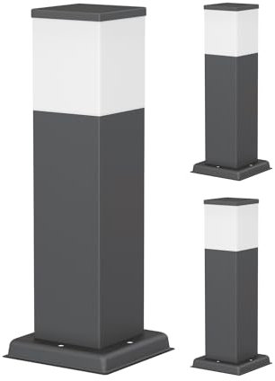 ledscom.de 3 Stück Pollerleuchte POLLY für außen, 35cm, anthrazit, inkl. G9 Leuchtmittel, 501lm, warmweiß