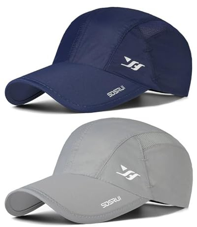 AYPOW 2-Pcs Gorra de Béisbol de Secado Rápido Transpirable, Hombres Mujeres Moda Ligera Plegable Sombreros de Sol para Deportes Al Aire Libre, Ajustable Gorro de Béisbol para Correr Senderismo, Unisex