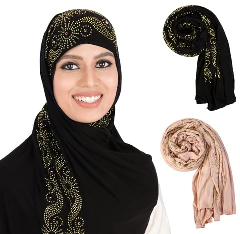 XEPST Pañuelo Musulmán e Islámico para Mujer, Bufanda Estirable, Turbante Largo, Envoltura de Cabeza Suave