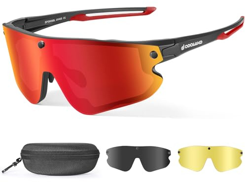 Odoland occhiali veloci uomo con 3 lenti magnetiche, occhiali da sole sportivi ciclismo occhiali bici con lenti fotocromatiche UV400 per donne, mtb, running, corsa e pesca