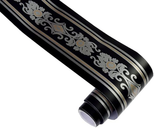 Frise de papier peint, autocollante, imperméable, en PVC, 10 m x 12 cm, bordure, décorative, convient pour armoire de cuisine, bordure de plafond décorative (20)