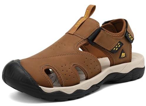 AX BOXING Sandalias Deportivas Hombre Verano Punta Cerrado Sandalias Trekking Antideslizantes Zapatos Senderismo Tamaño 41-45 EU(Marrón_C, 43 EU)