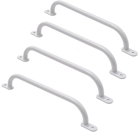 TRIBECCO Klettergriffe Haltegriffe für Outdoor & Indoor Metall Griffe für Spielplatz, Klettergerüst, Spielturm, Hochbett, Leiter und Kletterwand im Kinderzimmer (550 mm Grau, 4 Stücke)