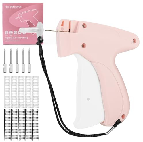 Fonwill Clothing Label Gun,Standard Retail Price Tag Labeling Gun Kit,Having 5 Needles, 1000 Micro Fasteners,Suitable for Store,Warehouse,Consignment,Yard Sale,etc.(Pink-1)