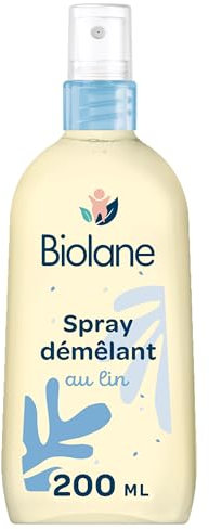 BIOLANE - Spray Démêlant Bébé – Démêle efficacement - Facilite le coiffage - Sans Rincage – Lin Français – 98% d'origine naturelle – 200ml